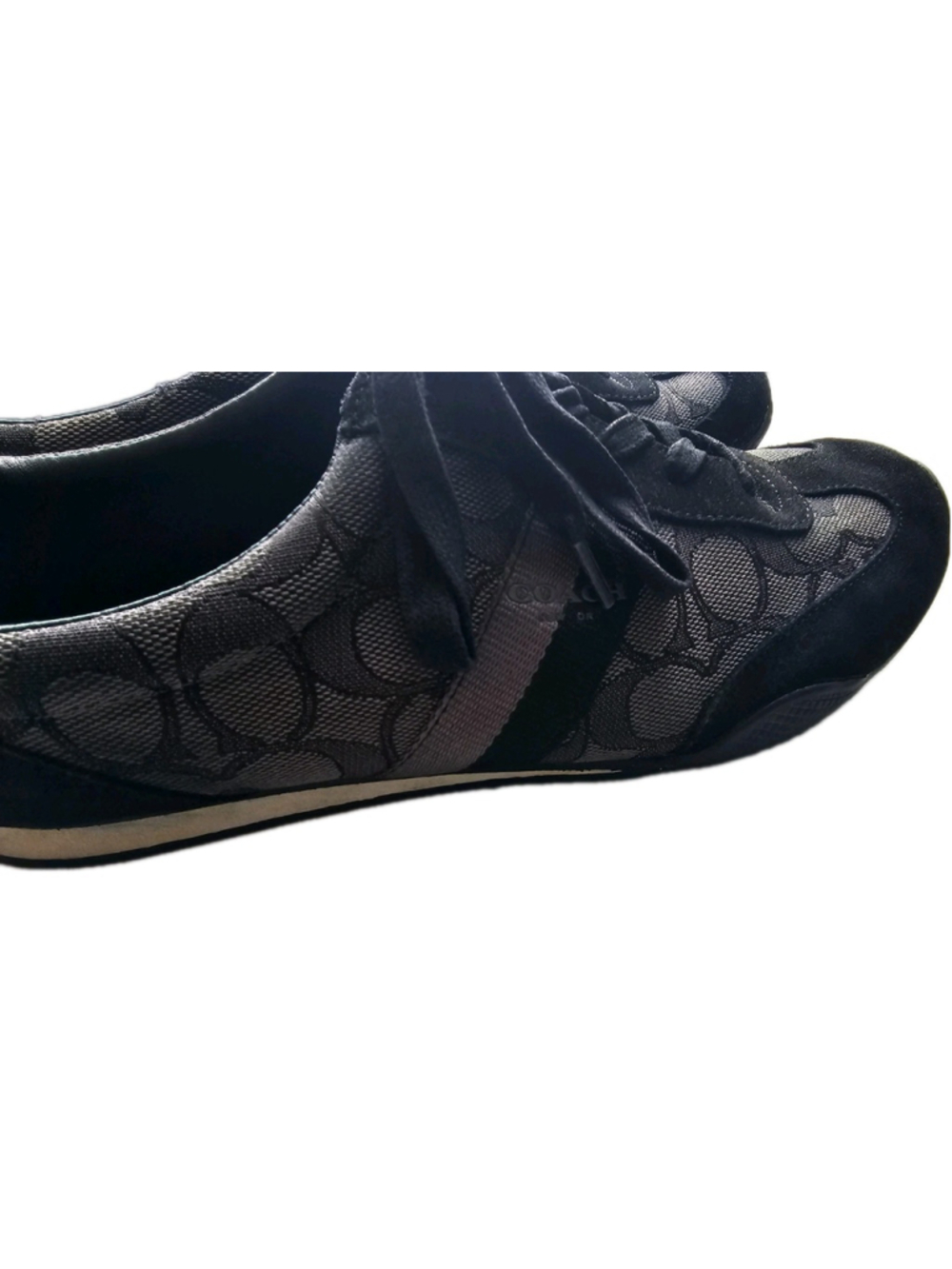 Coach Kelson Tennis Shoes Womens 8B Black Grey Signature Canvas Suede Low Tops - Picture 13 of 16
